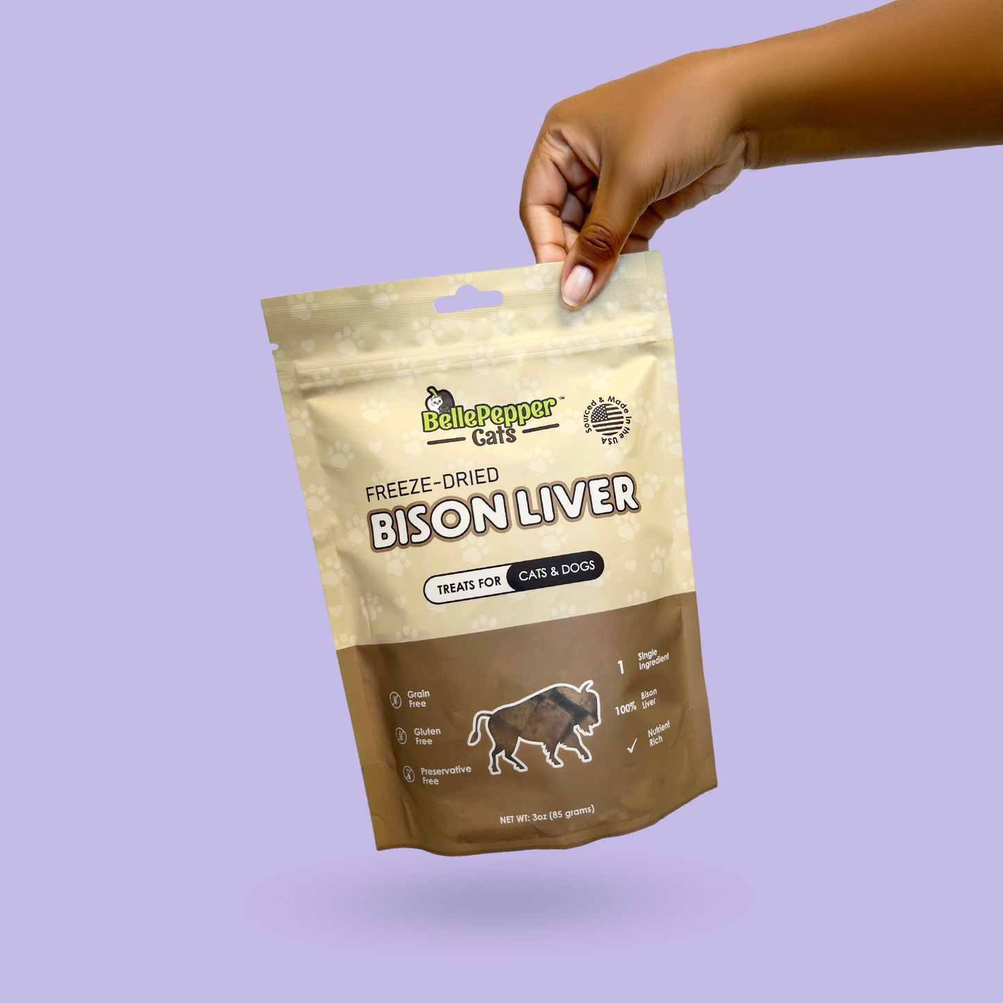 BellePepper Cats freeze-dried bison liver – single-ingredient, nutrient-rich treats for cats and dogs
