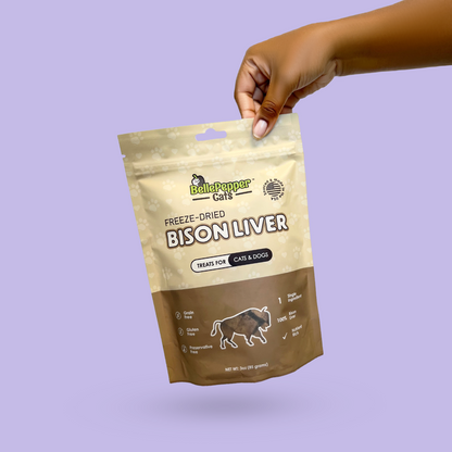 BellePepper Cats freeze-dried bison liver – single-ingredient, nutrient-rich treats for cats and dogs